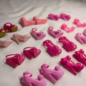 Lot Of 14 Mattel barbie Fashion High Heels, Sandles, Boots Shoes Pink Tones